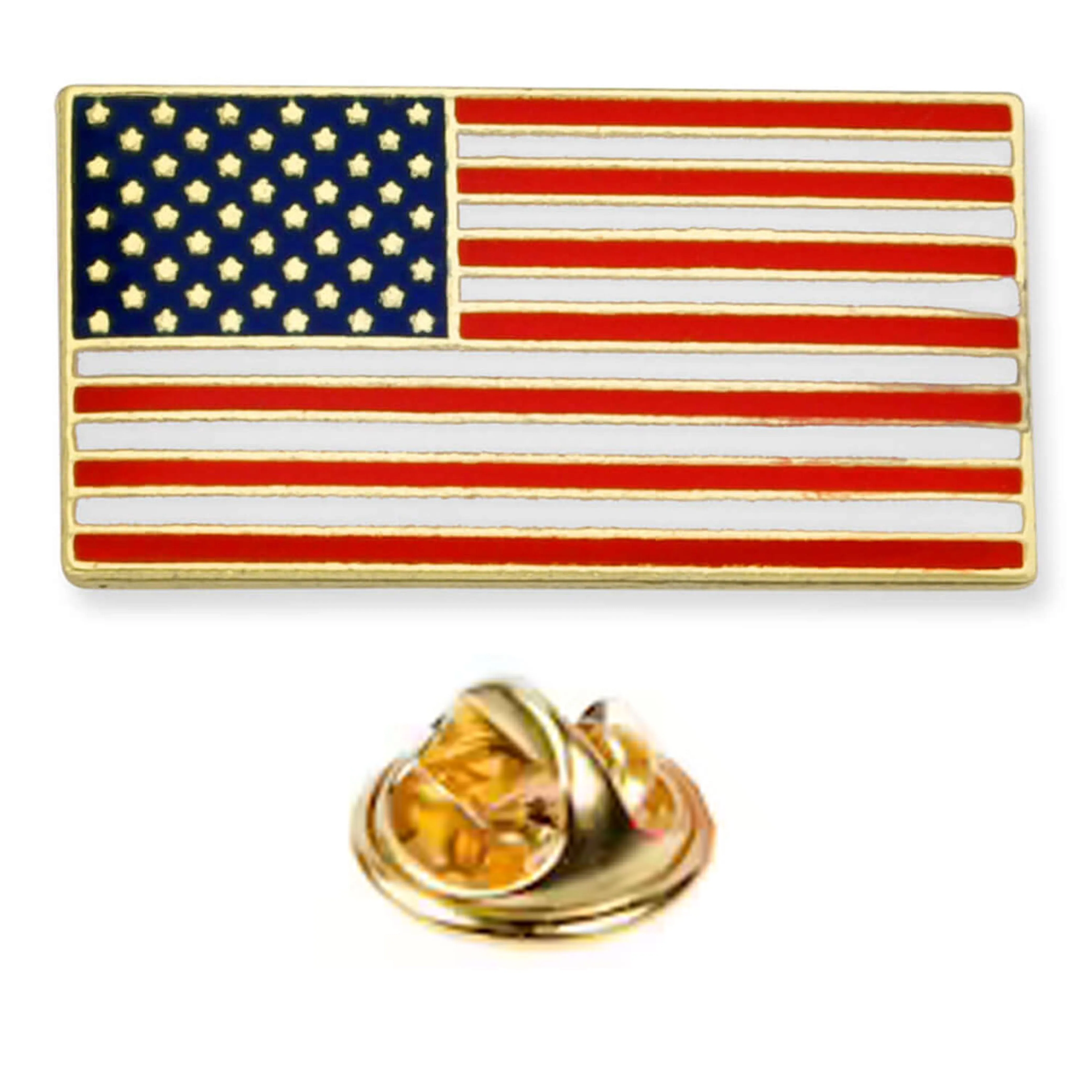 10 American Flag Lapel Pin Gold USA Pinback Tack United States Brooch Patriotic