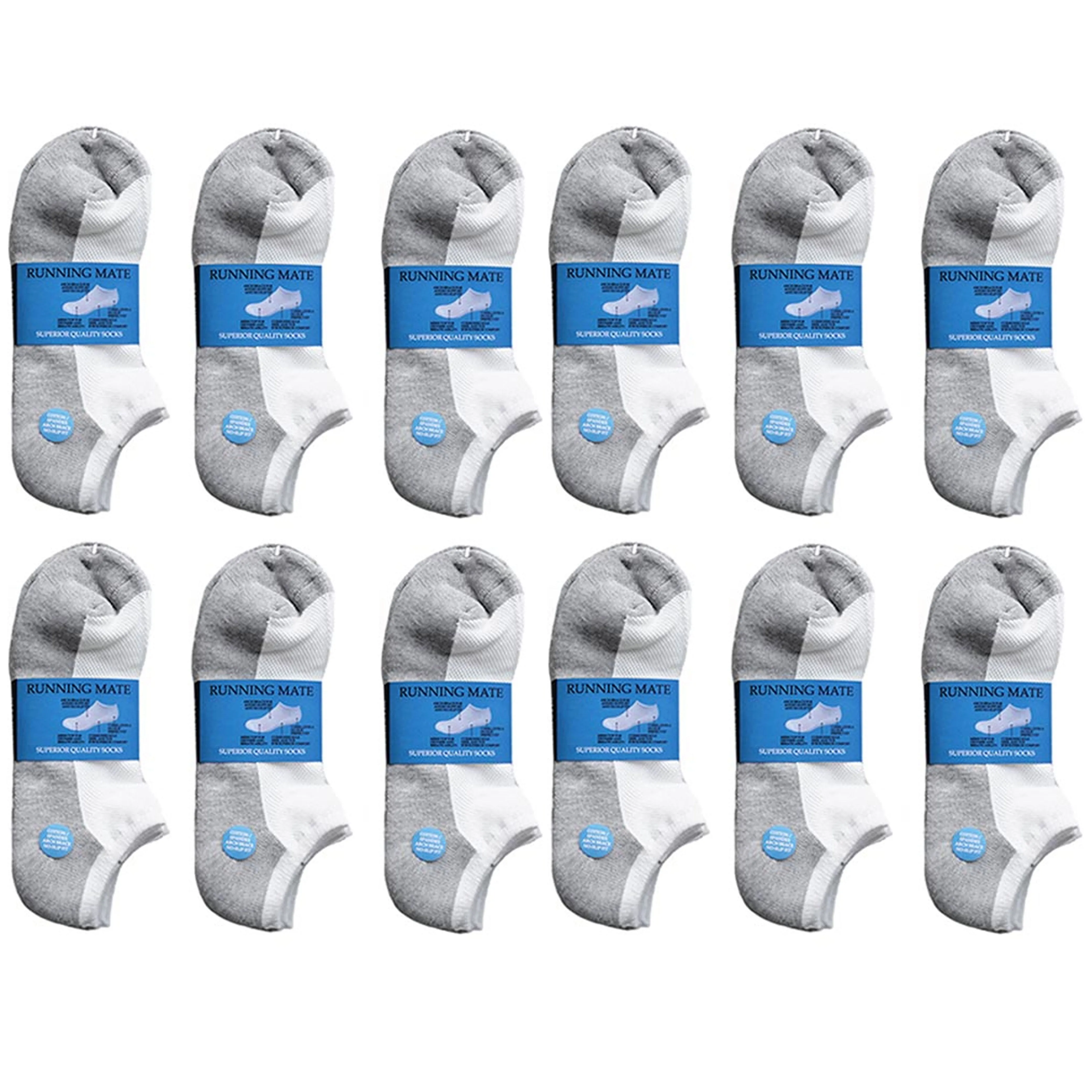 12 Pairs Ankle Athletic Running Socks Low Cut Sports Tab Socks Men Women 10-13