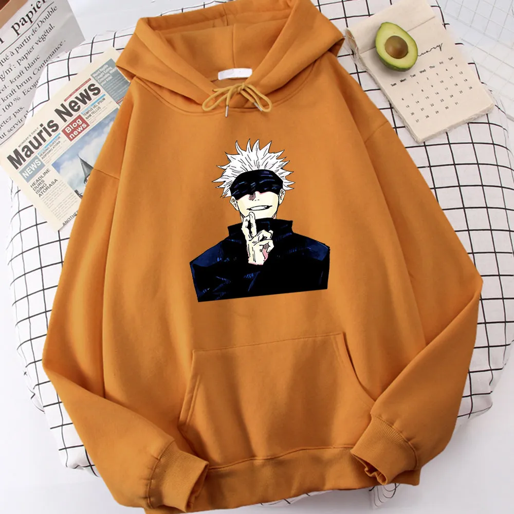 Anime Jujutsu Kaisen Gojo Satoru Print Men Clothing Casual Sweatshirts Crewneck Hoody