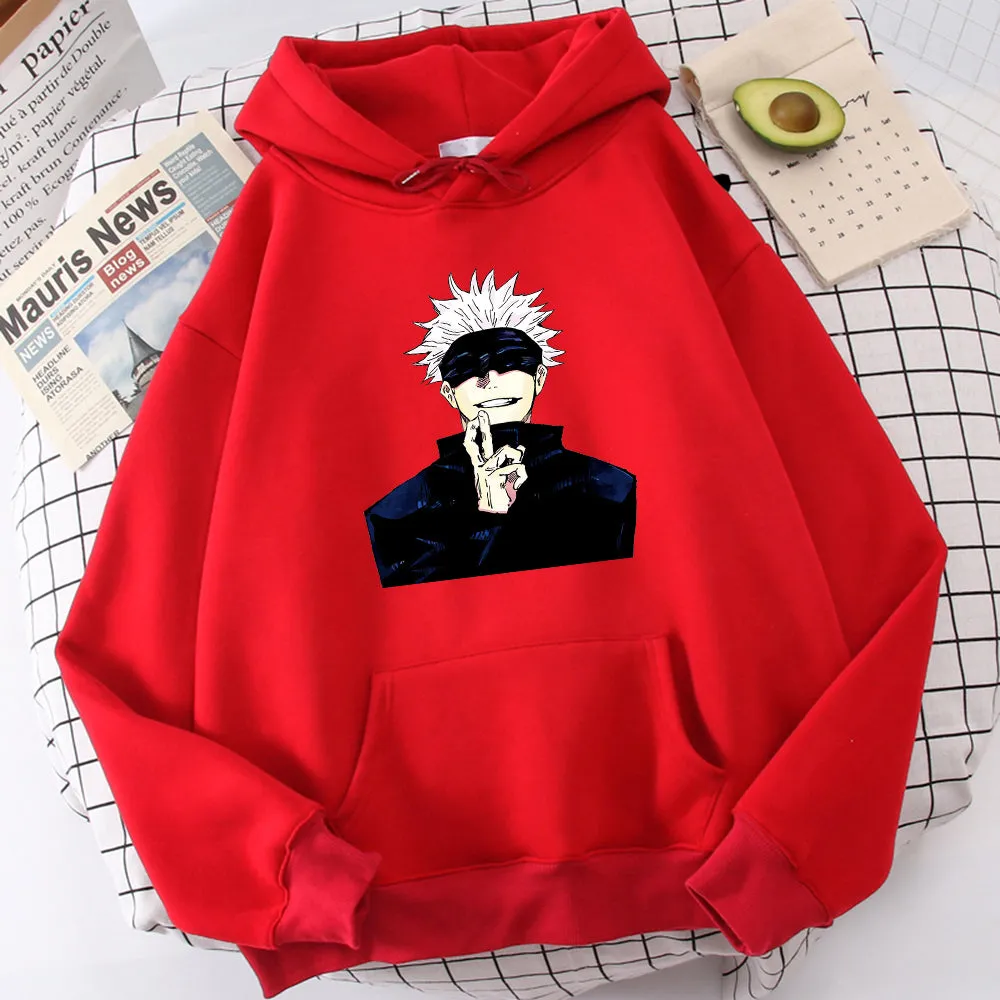 Anime Jujutsu Kaisen Gojo Satoru Print Men Clothing Casual Sweatshirts Crewneck Hoody