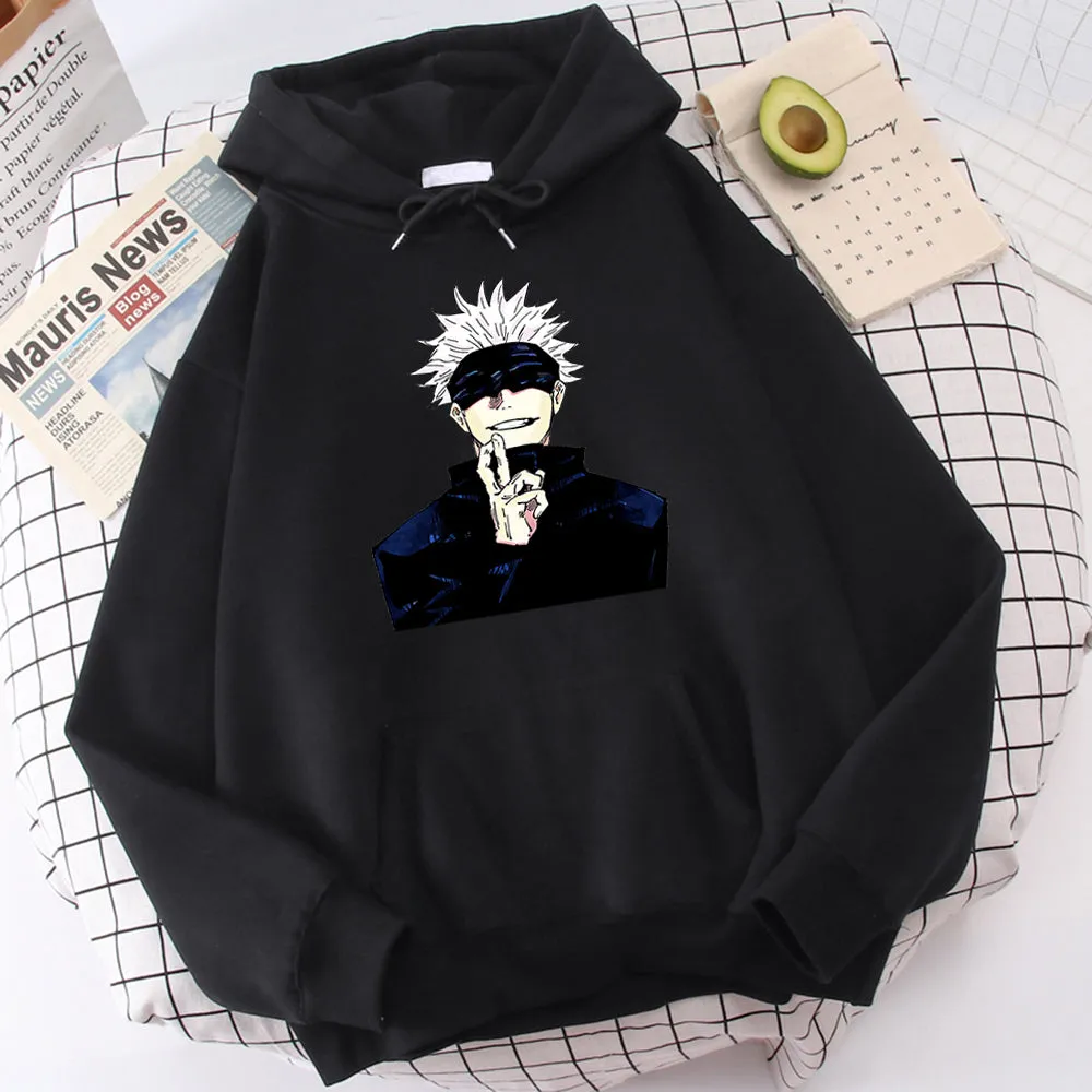 Anime Jujutsu Kaisen Gojo Satoru Print Men Clothing Casual Sweatshirts Crewneck Hoody