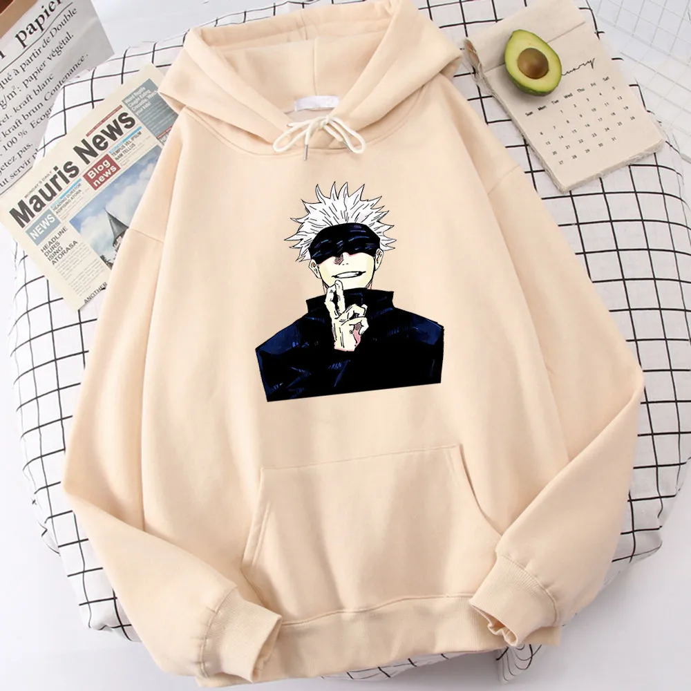 Anime Jujutsu Kaisen Gojo Satoru Print Men Clothing Casual Sweatshirts Crewneck Hoody