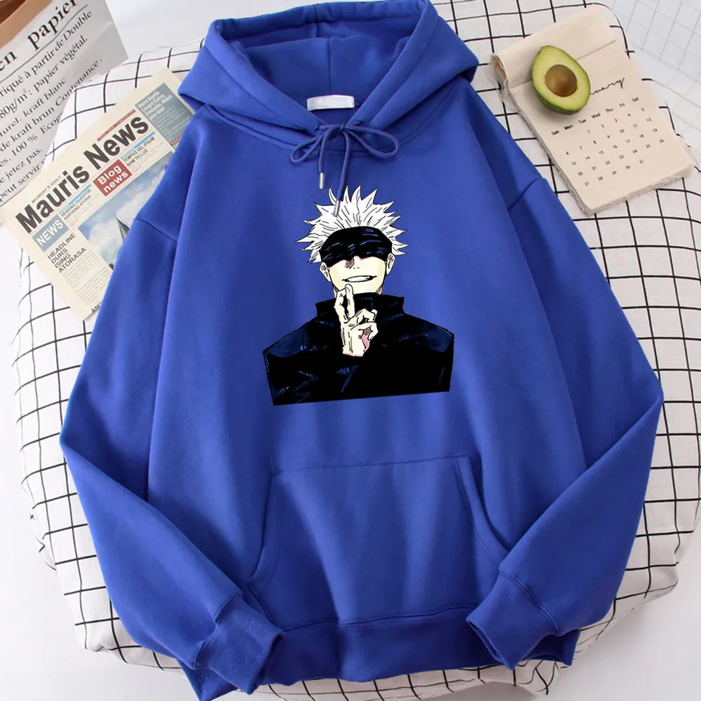 Anime Jujutsu Kaisen Gojo Satoru Print Men Clothing Casual Sweatshirts Crewneck Hoody