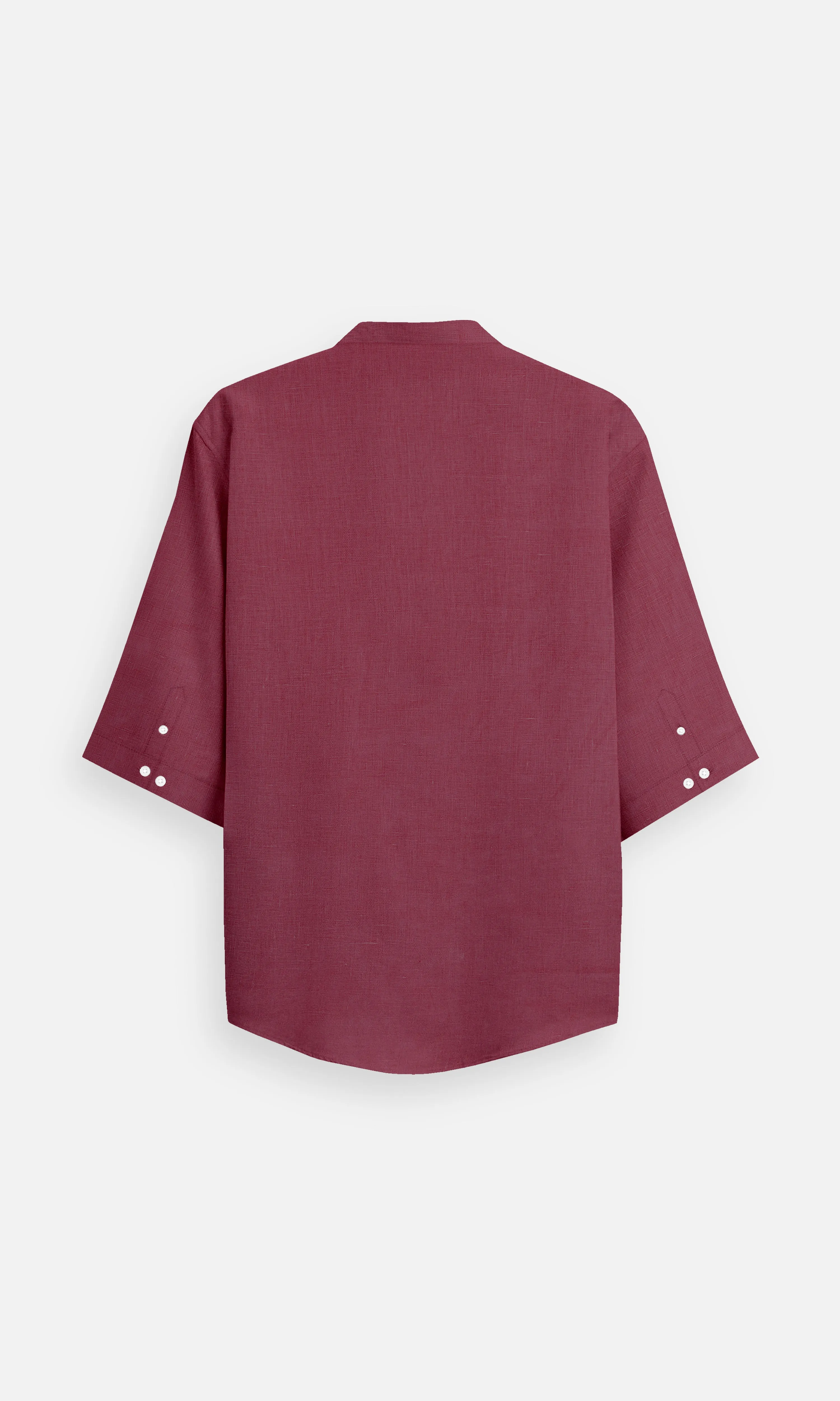 Blush Red Colour Plain Pure Linen Kurta Style Shirt - AddysForMen