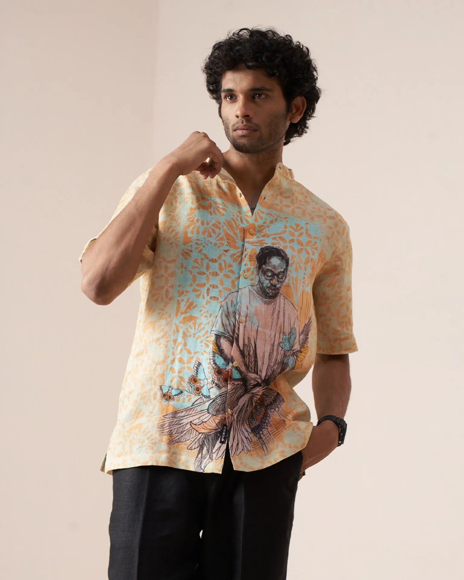 Bohemian Soul (Pure Linen Short Sleeve Shirt)  AddysForMen