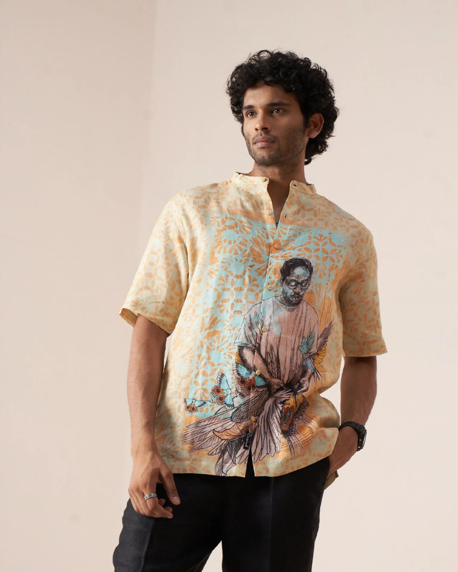 Bohemian Soul (Pure Linen Short Sleeve Shirt)  AddysForMen