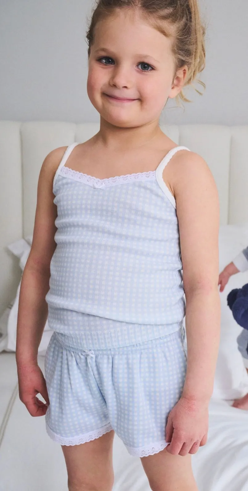 GIRLS SHORT Blue Gingham Print