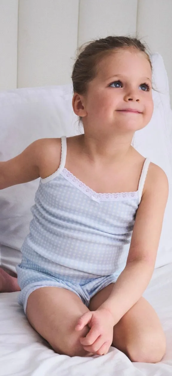 GIRLS SHORT Blue Gingham Print