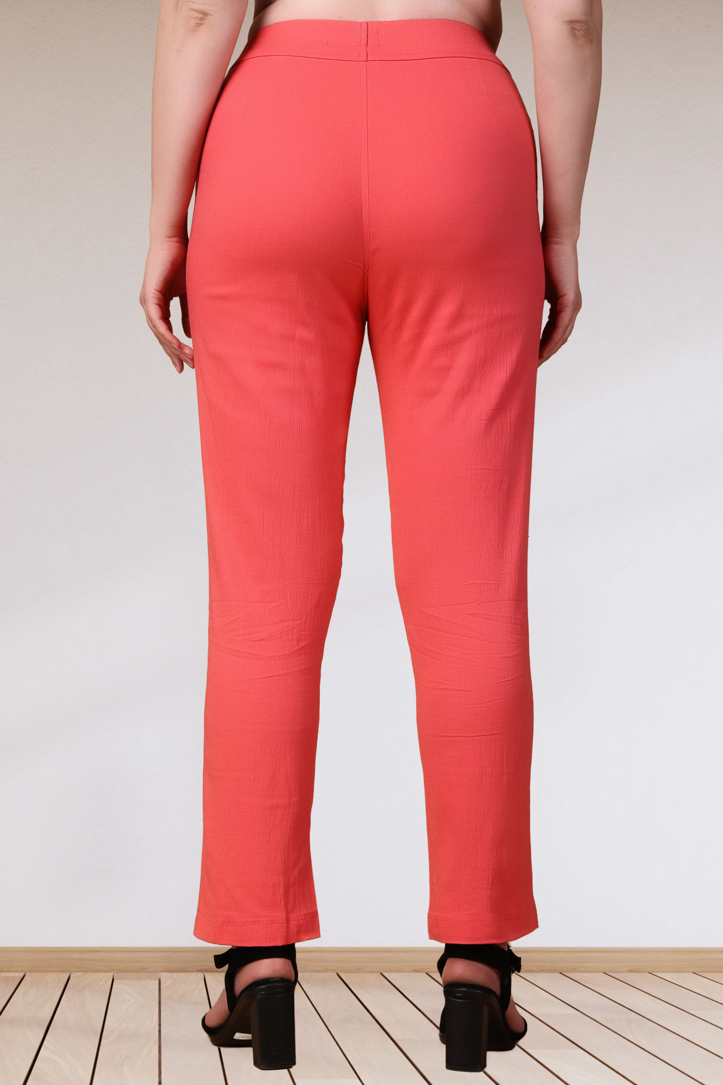 Rose Pink Lycra Slub Pants