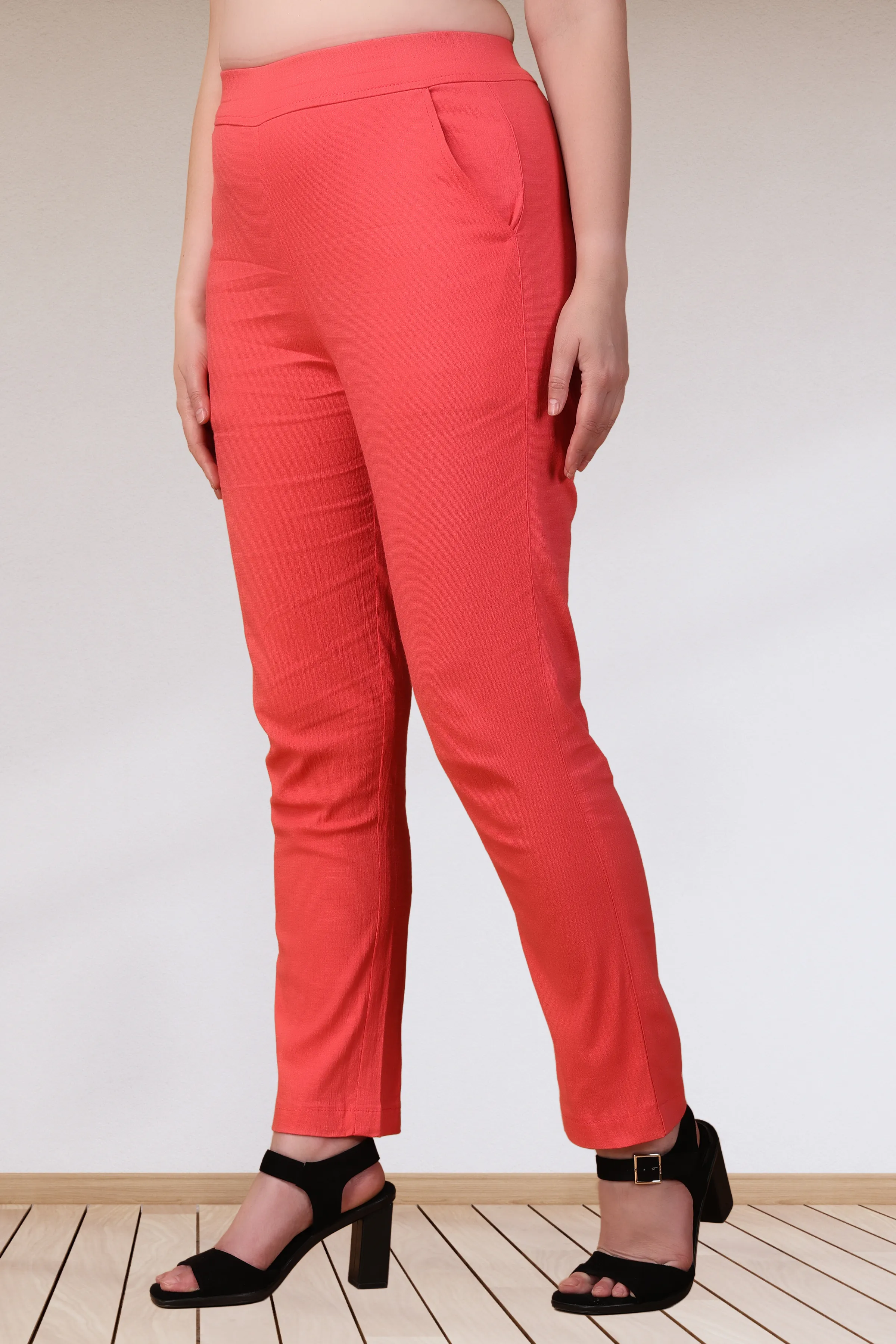 Rose Pink Lycra Slub Pants
