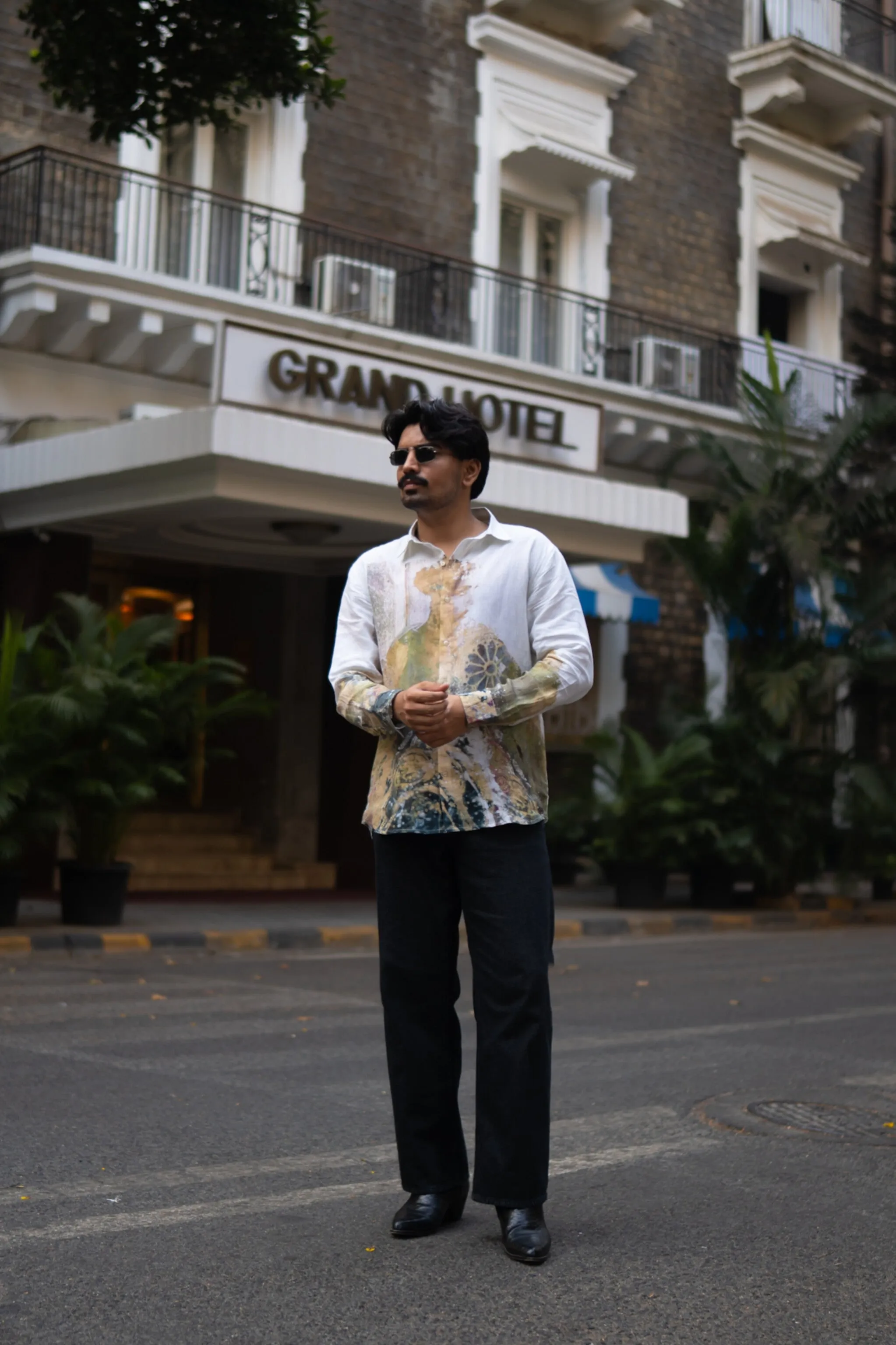 Stylish Mural Bloom Printed Pure Linen Shirt - AddysForMen