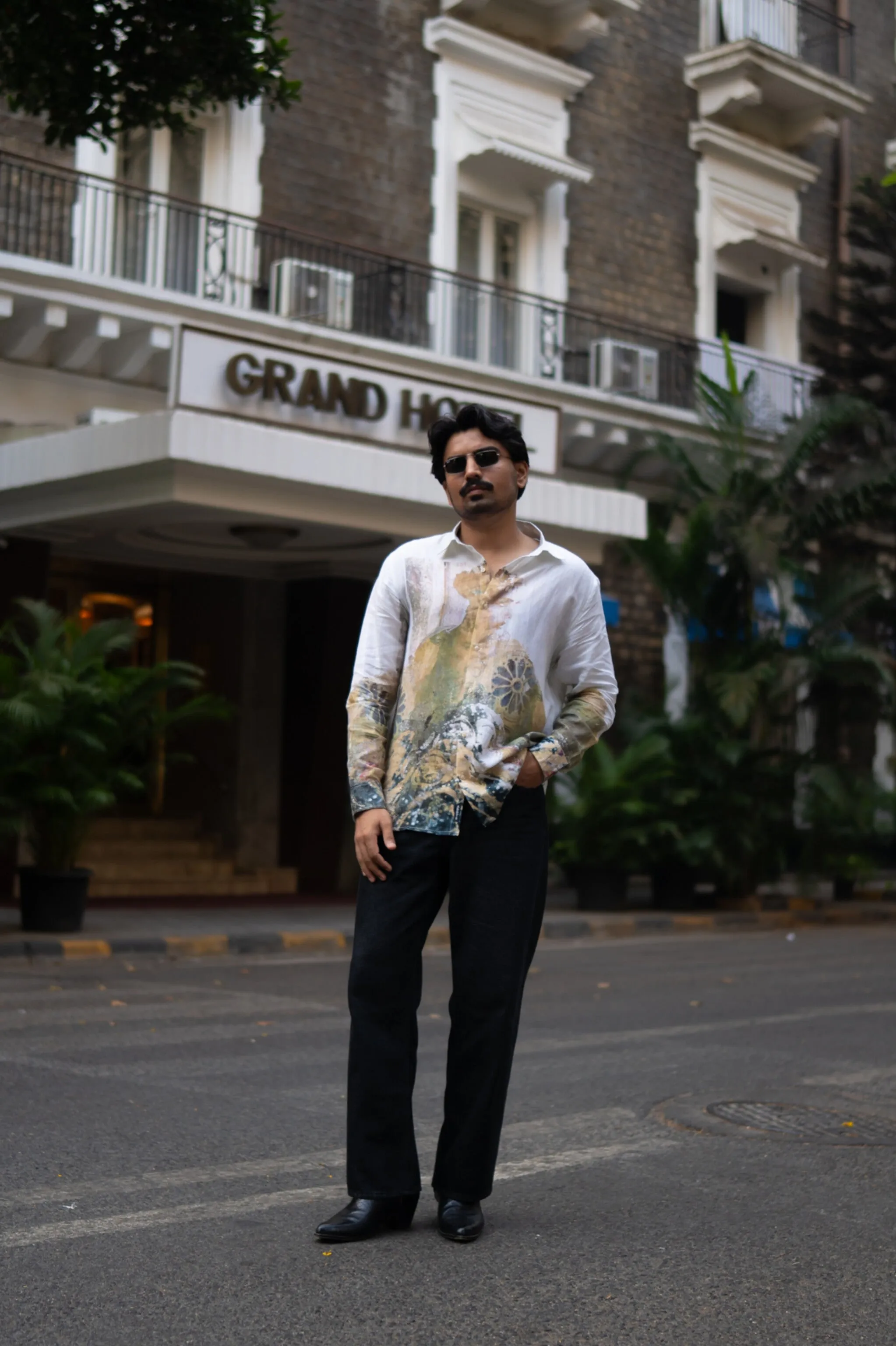 Stylish Mural Bloom Printed Pure Linen Shirt - AddysForMen