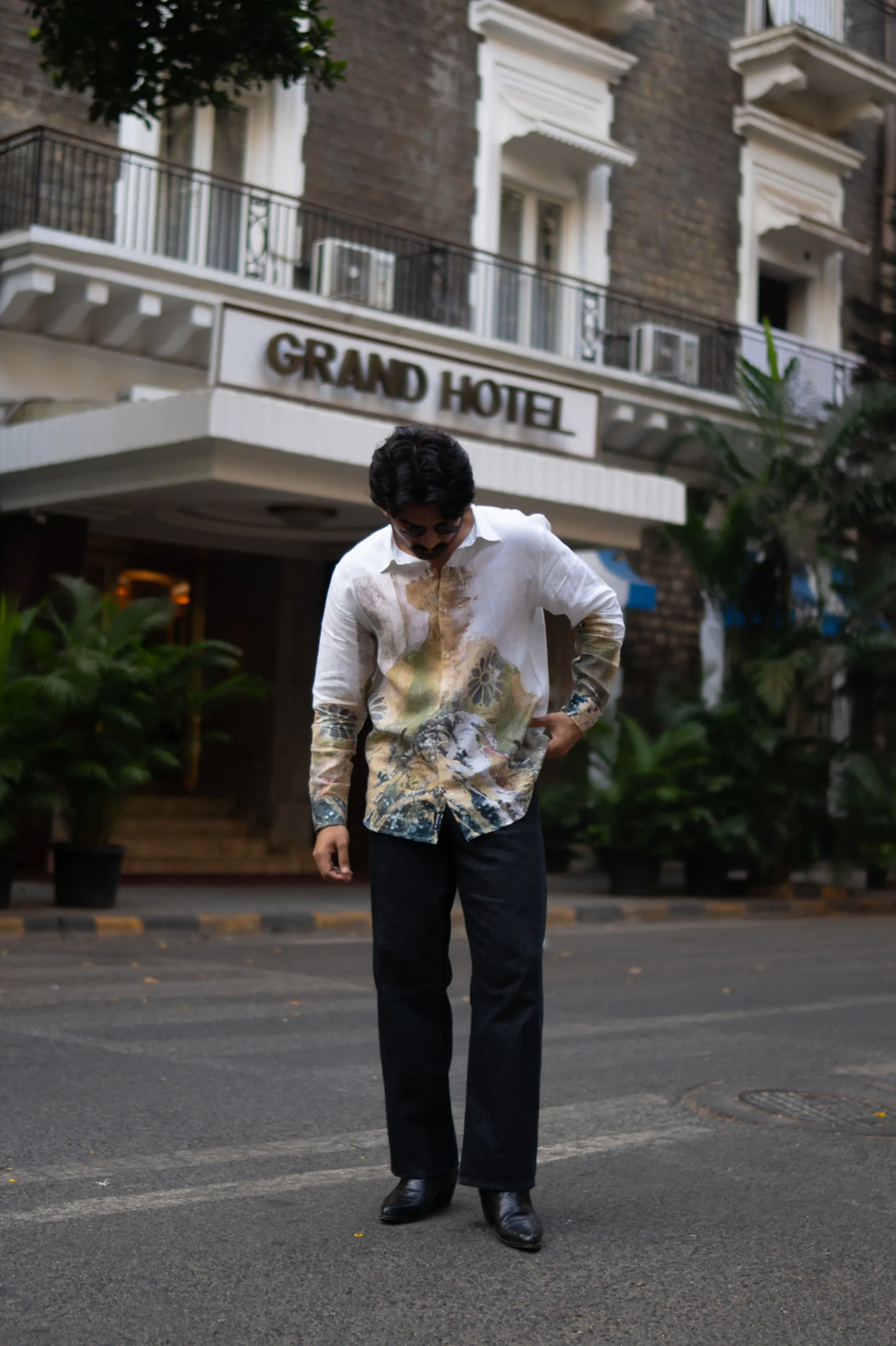 Stylish Mural Bloom Printed Pure Linen Shirt - AddysForMen
